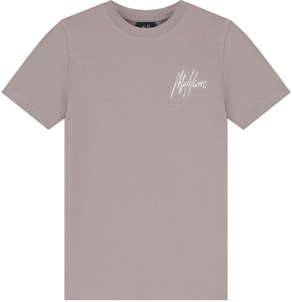 Malelions Malelions Junior Striped Signature T-Shirt Grijs