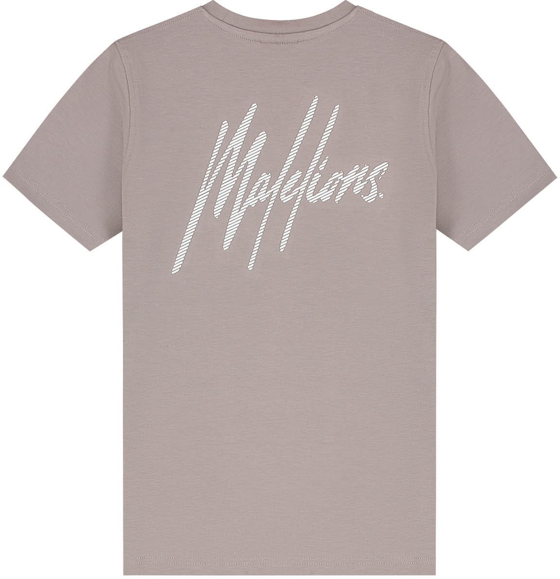 Malelions Malelions Junior Striped Signature T-Shirt Grijs