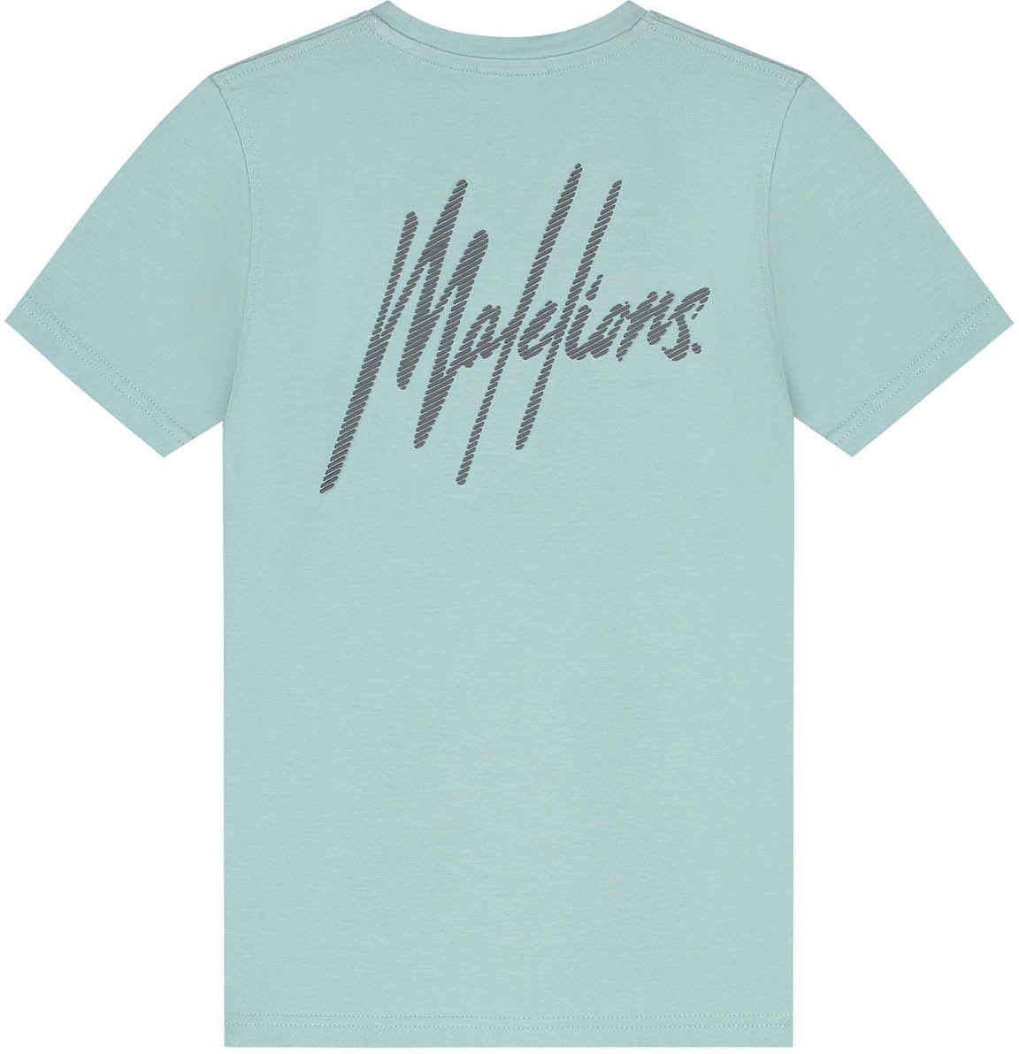 Malelions Malelions Junior Striped Signature T-Shirt Grijs