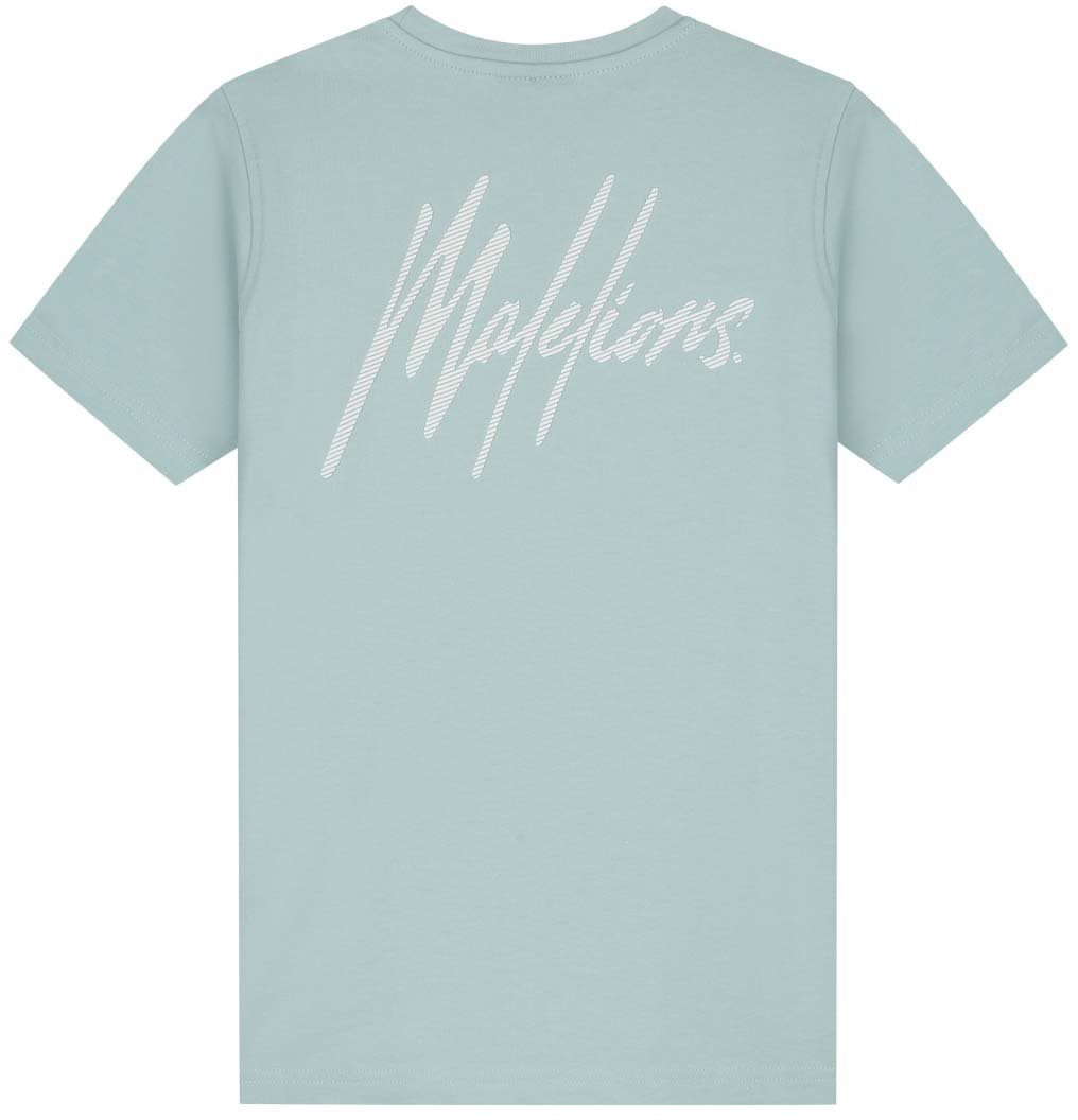 Malelions Malelions Junior Striped Signature T-Shirt Blauw