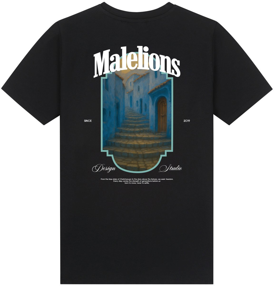 Malelions Malelions Junior Blue Stairs T-Shirt Zwart