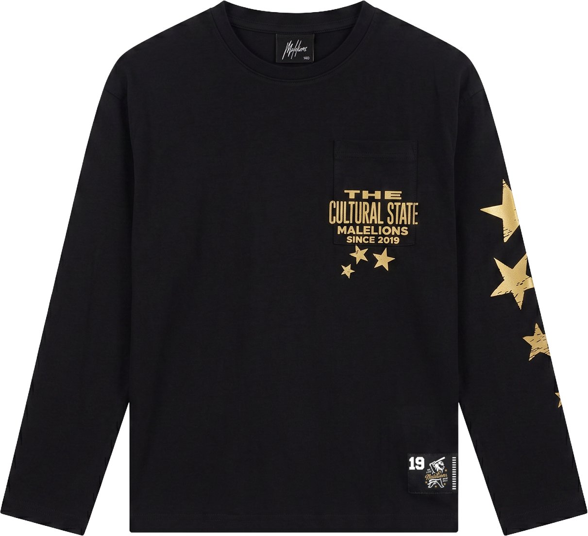 Malelions Junior Relaxed Star Longsleeve T-Shirt Zwart