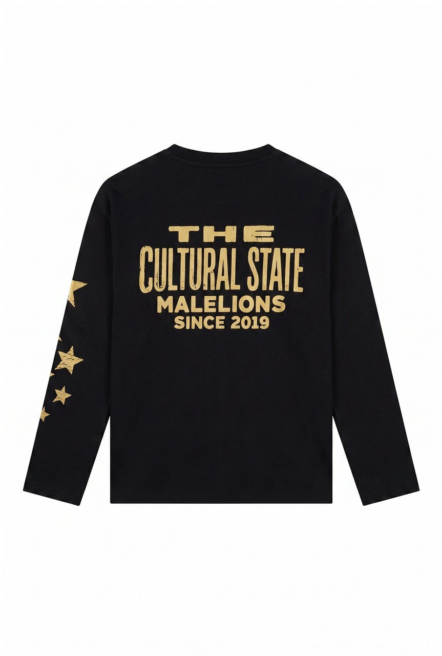 Malelions Junior Relaxed Star Longsleeve T-Shirt Zwart
