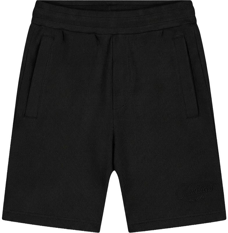 Malelions Malelions Junior Ribbed Script Shorts Zwart