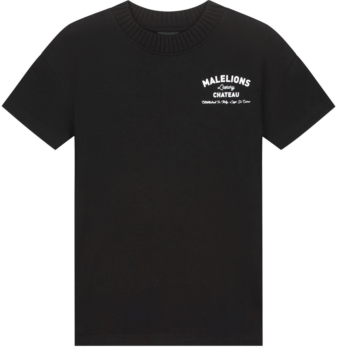 Malelions Malelions Junior Relaxed Knitted Collar T-Shirt Zwart