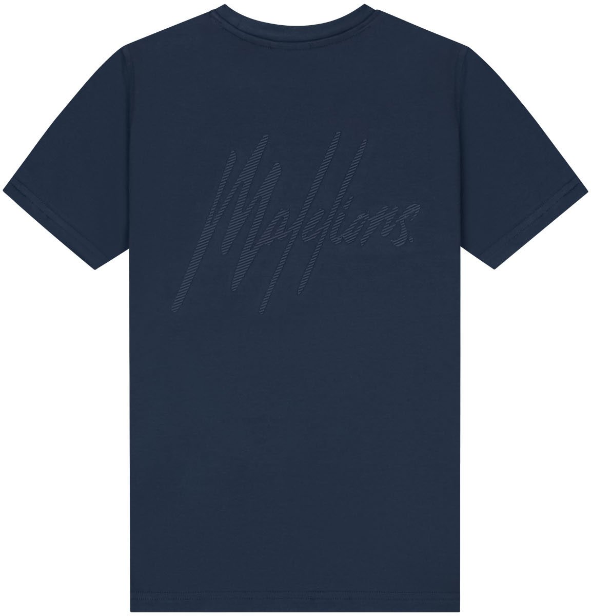 Malelions Junior Striped Signature T-Shirt Blauw
