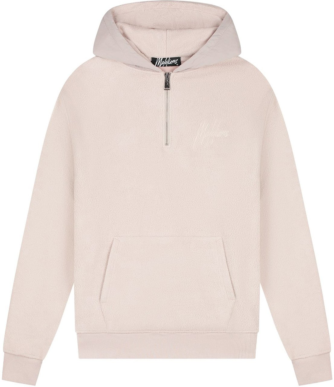 Malelions Malelions Men Fleece Nylon Half Zip Hoodie Beige