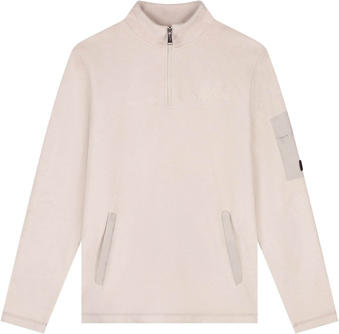 Malelions Malelions Men Fleece Half Zip Sweater Beige
