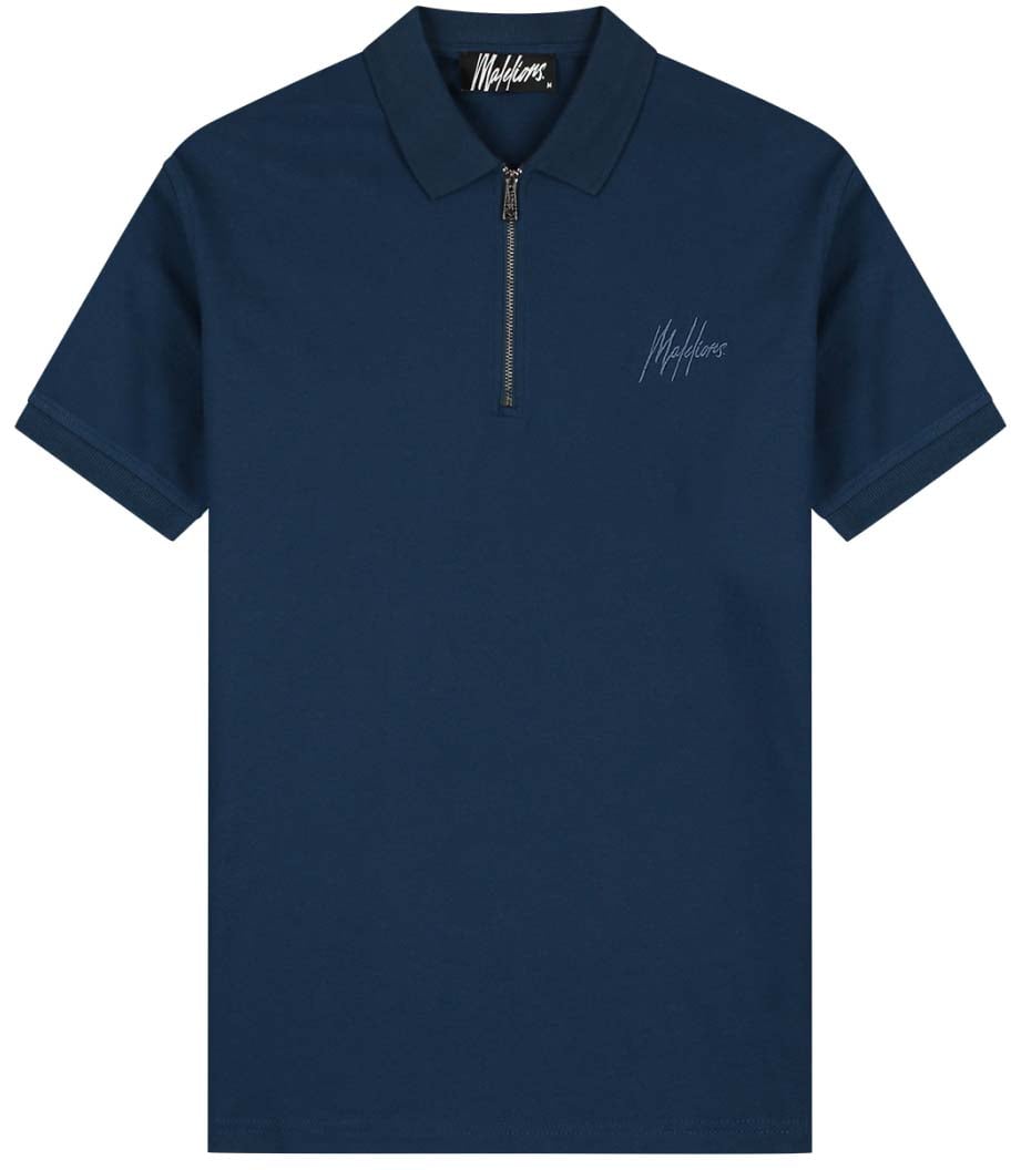 Malelions Malelions Men Zip Polo Blauw