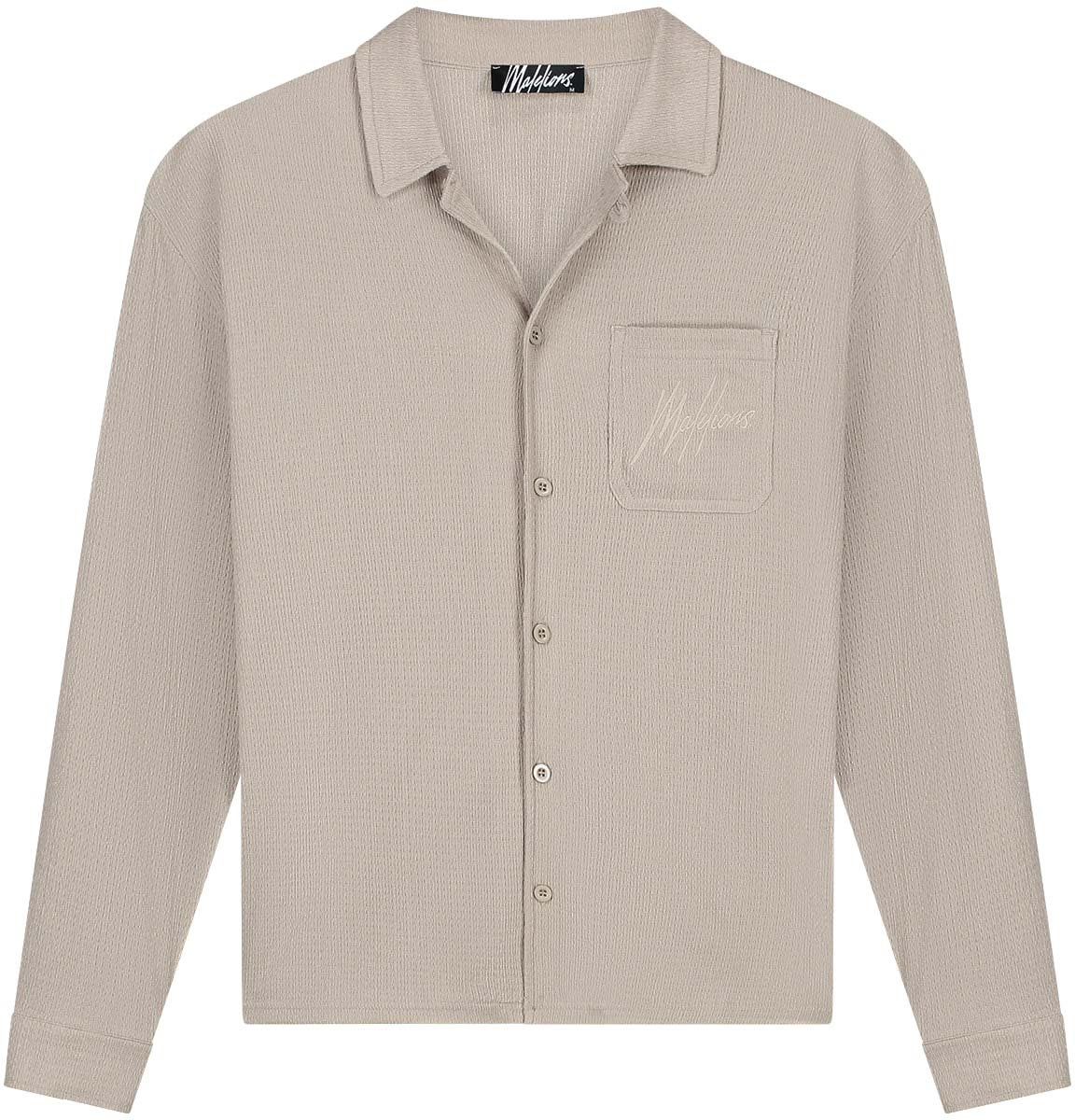 Malelions Malelions Men Seersucker Longsleeve Shirt Taupe