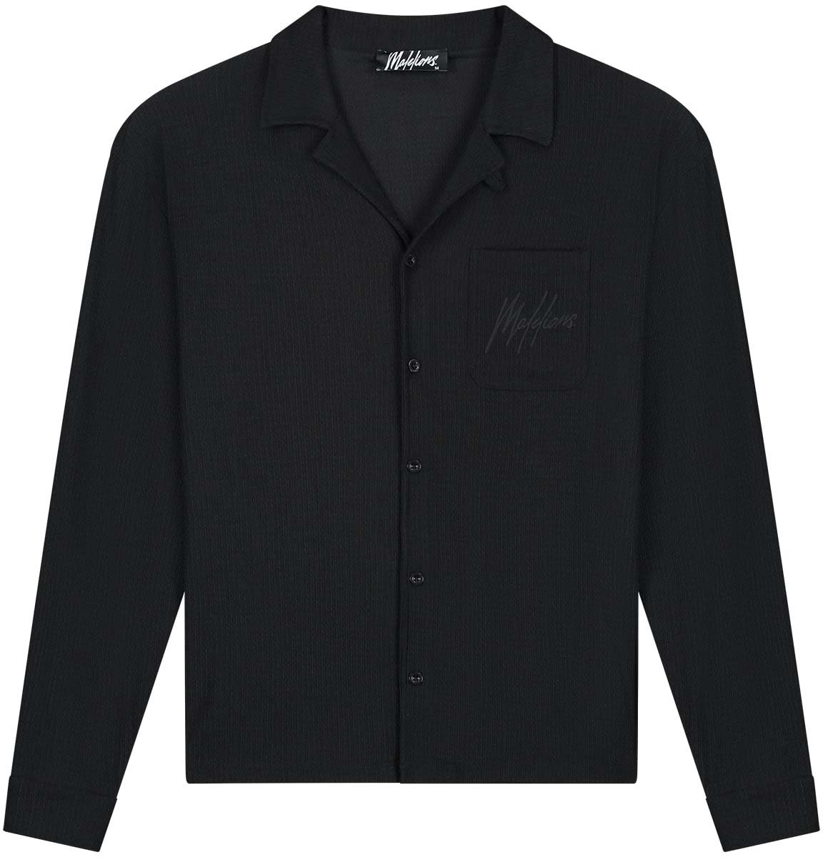 Malelions Malelions Men Seersucker Longsleeve Shirt Zwart