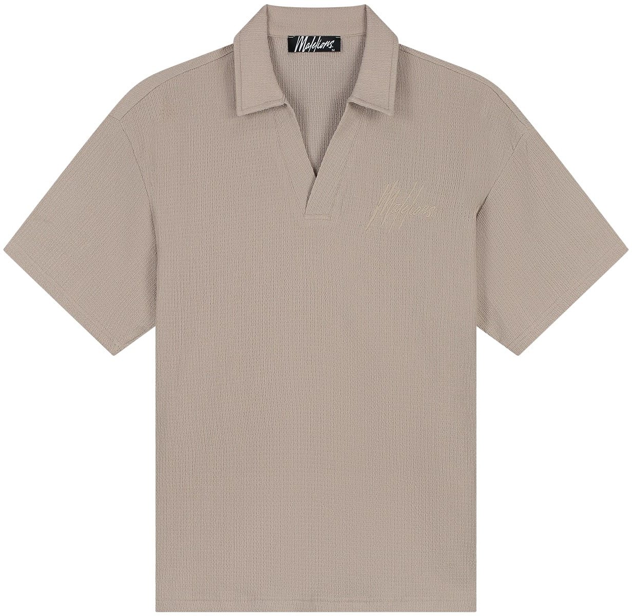 Malelions Malelions Men Seersucker Buttonless Polo Taupe