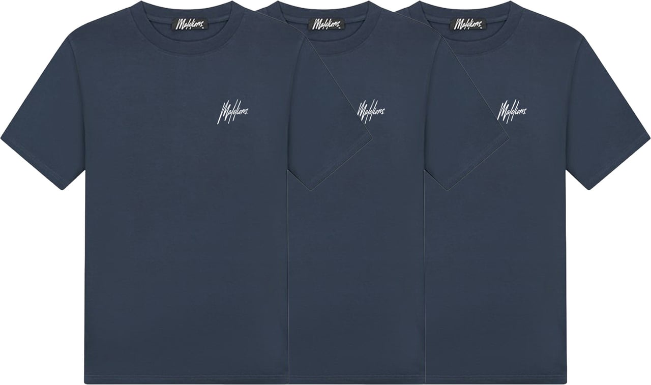 Malelions Small Signature T-Shirt 3-Pack Blauw