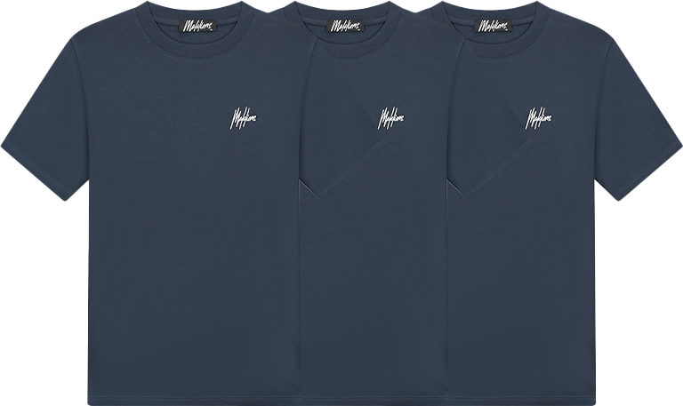 Malelions Malelions Small Signature T-Shirt 3-Pack Blauw