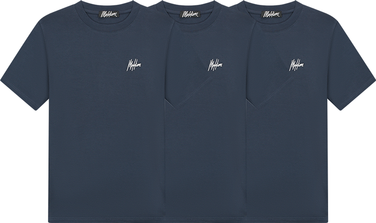 Malelions Malelions Small Signature T-Shirt 3-Pack Blauw