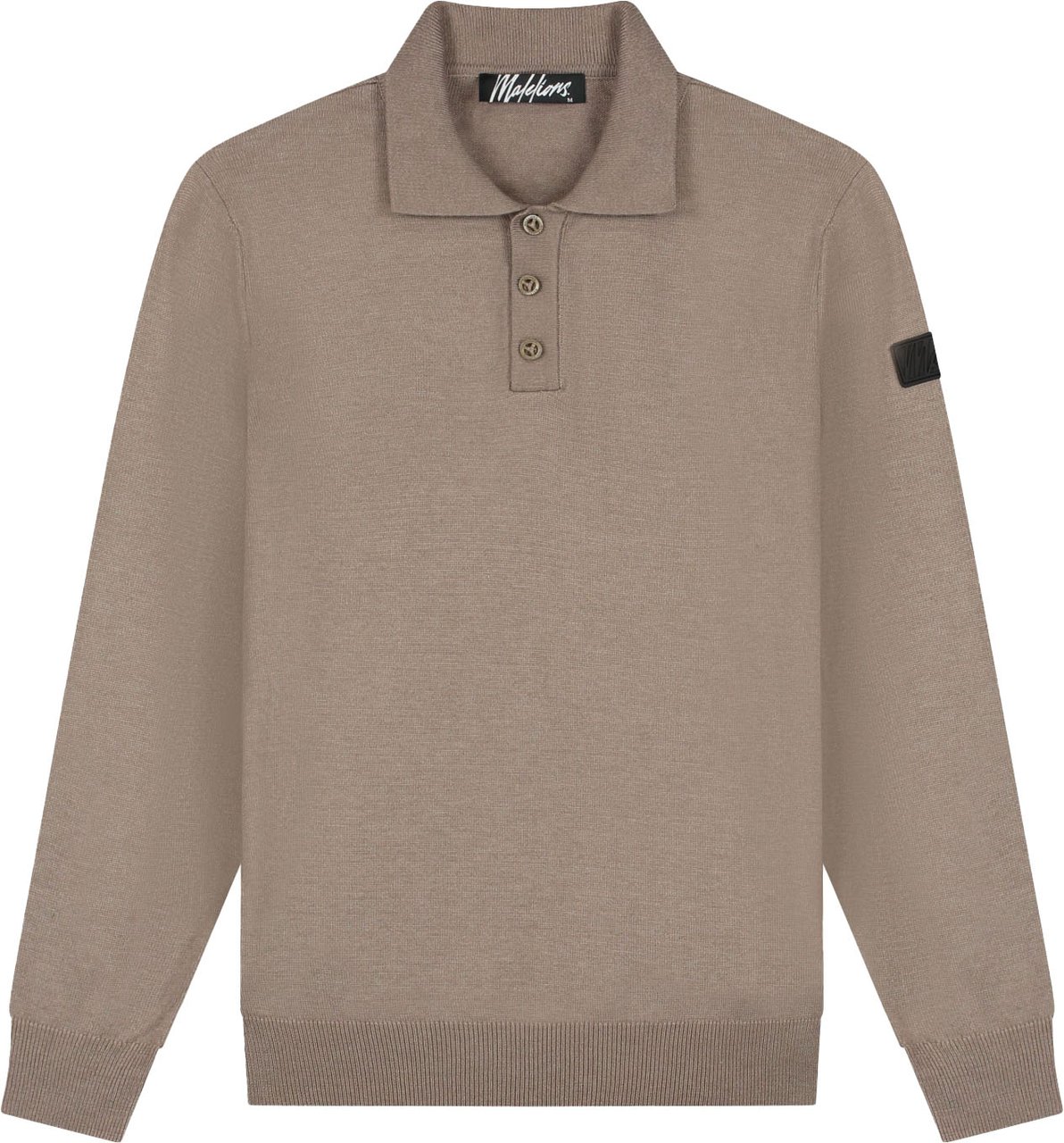 Malelions Malelions Men Knitted Longsleeve Polo Taupe