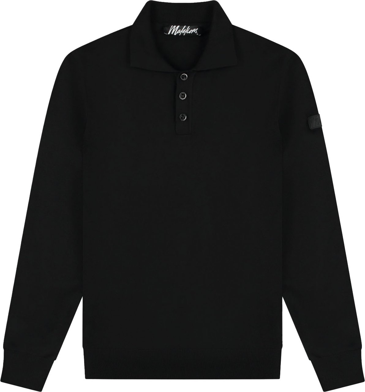 Malelions Malelions Men Knitted Longsleeve Polo Zwart