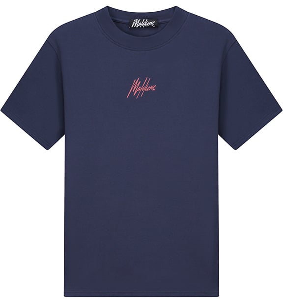 Malelions Malelions Men Striped Signature T-Shirt Blauw