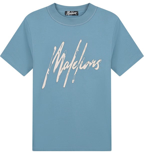 Malelions Malelions Men Destroyed Signature T-Shirt Blauw