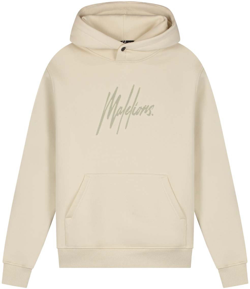 Malelions Malelions Men Striped Signature Hoodie Beige
