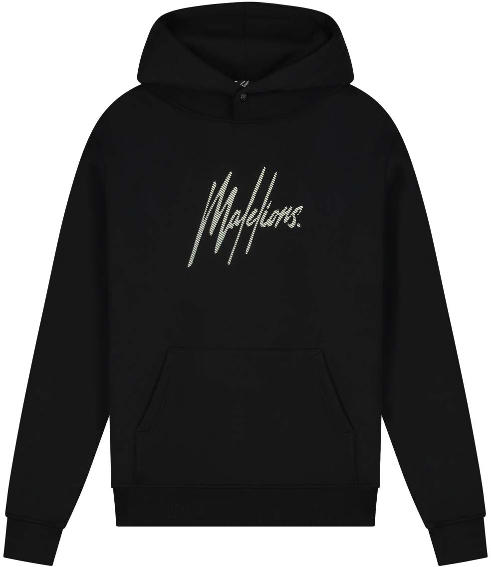 Malelions Malelions Men Striped Signature Hoodie Zwart