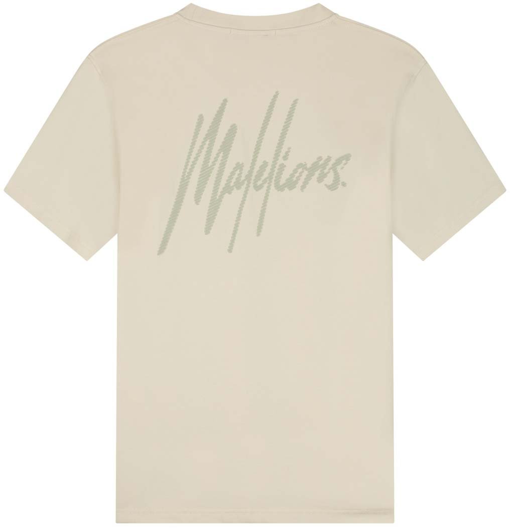 Malelions Malelions Men Striped Signature T-Shirt Beige
