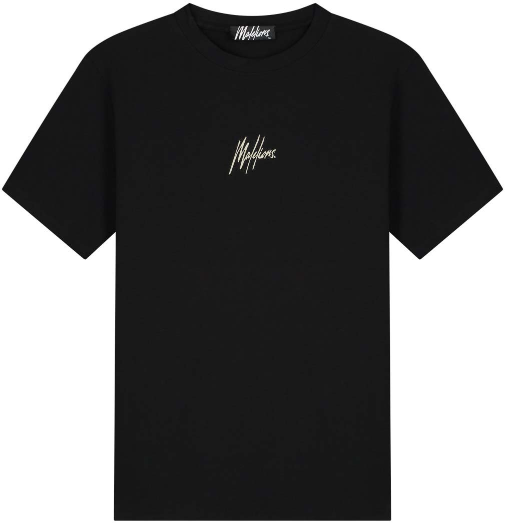 Malelions Malelions Men Striped Signature T-Shirt Zwart