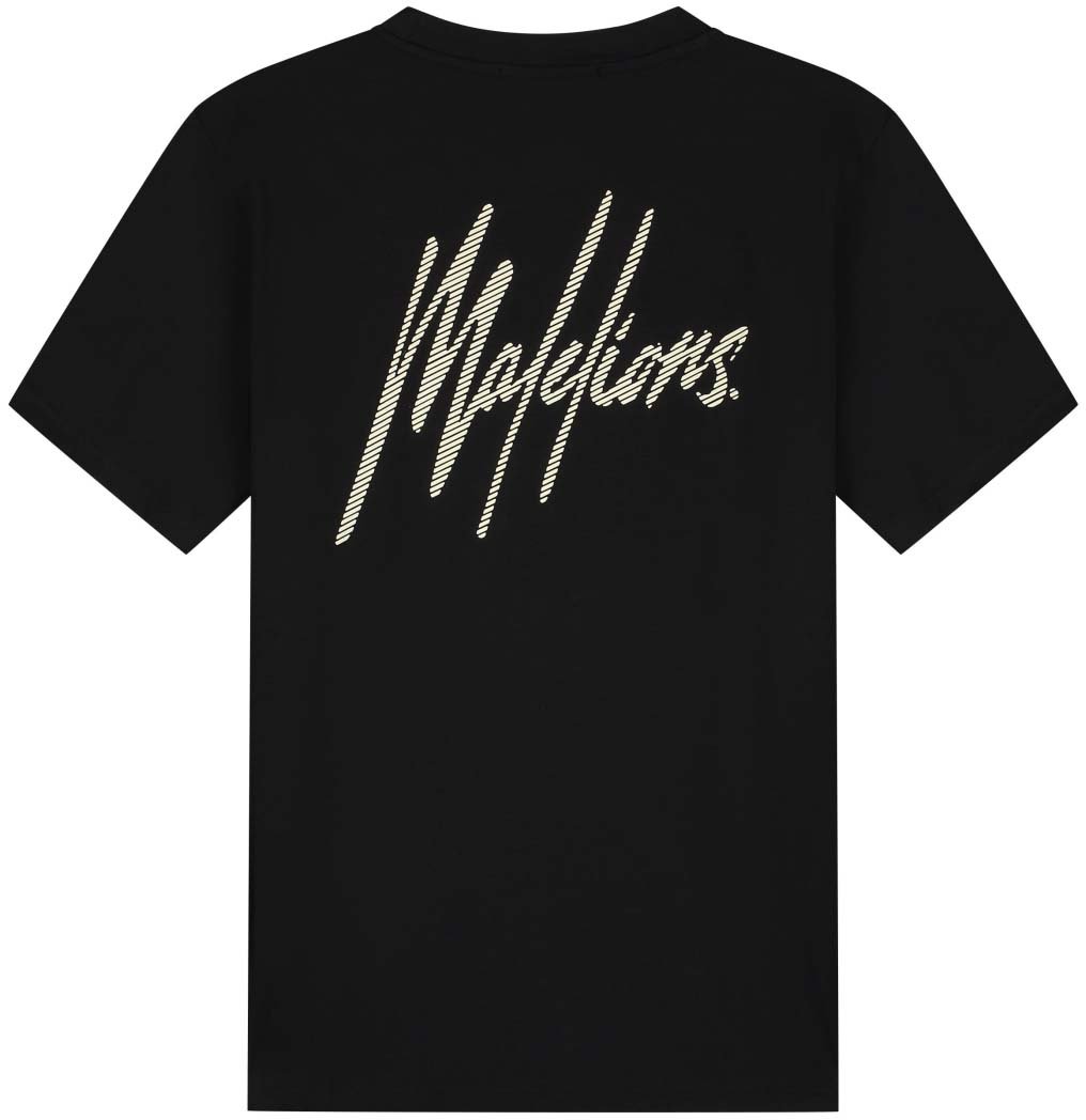 Malelions Malelions Men Striped Signature T-Shirt Zwart