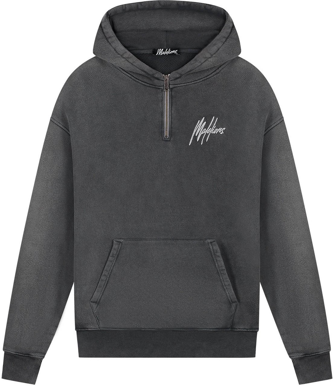 Malelions Malelions Men Chainstitch Signature Half Zip Hoodie Grijs