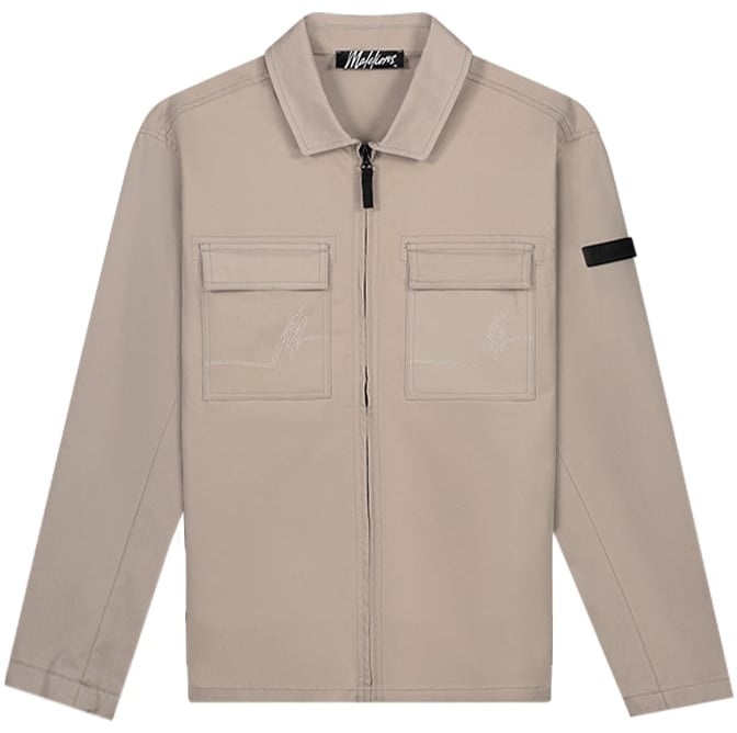 Malelions Malelions Men Cotton Zip Overshirt Beige