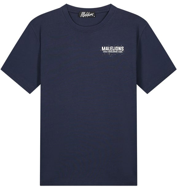 Malelions Malelions Men Worldwide Paint T-Shirt Blauw