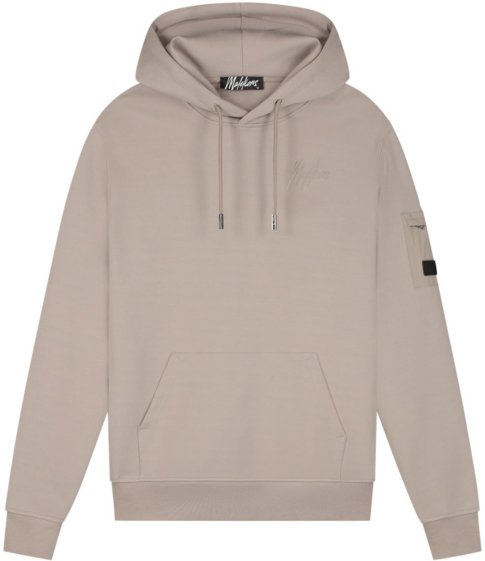 Malelions Malelions Men Nylon Pocket Hoodie Taupe