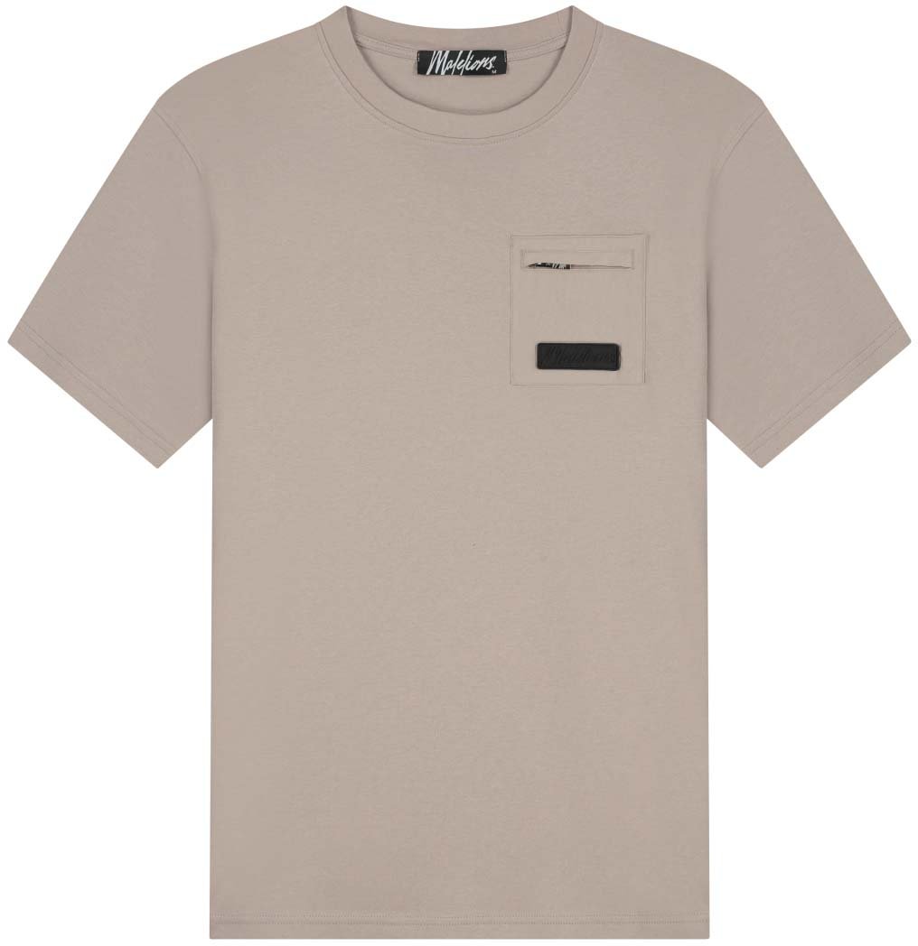Malelions Malelions Men Nylon Pocket T-Shirt Taupe