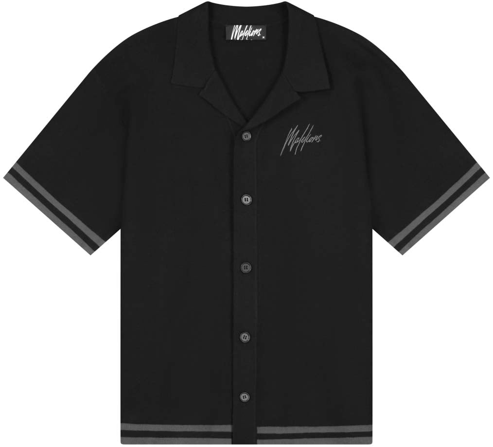 Malelions Malelions Men Knitted Camp Collar Shirt Zwart