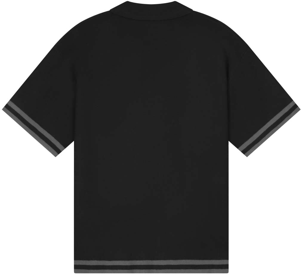 Malelions Malelions Men Knitted Camp Collar Shirt Zwart