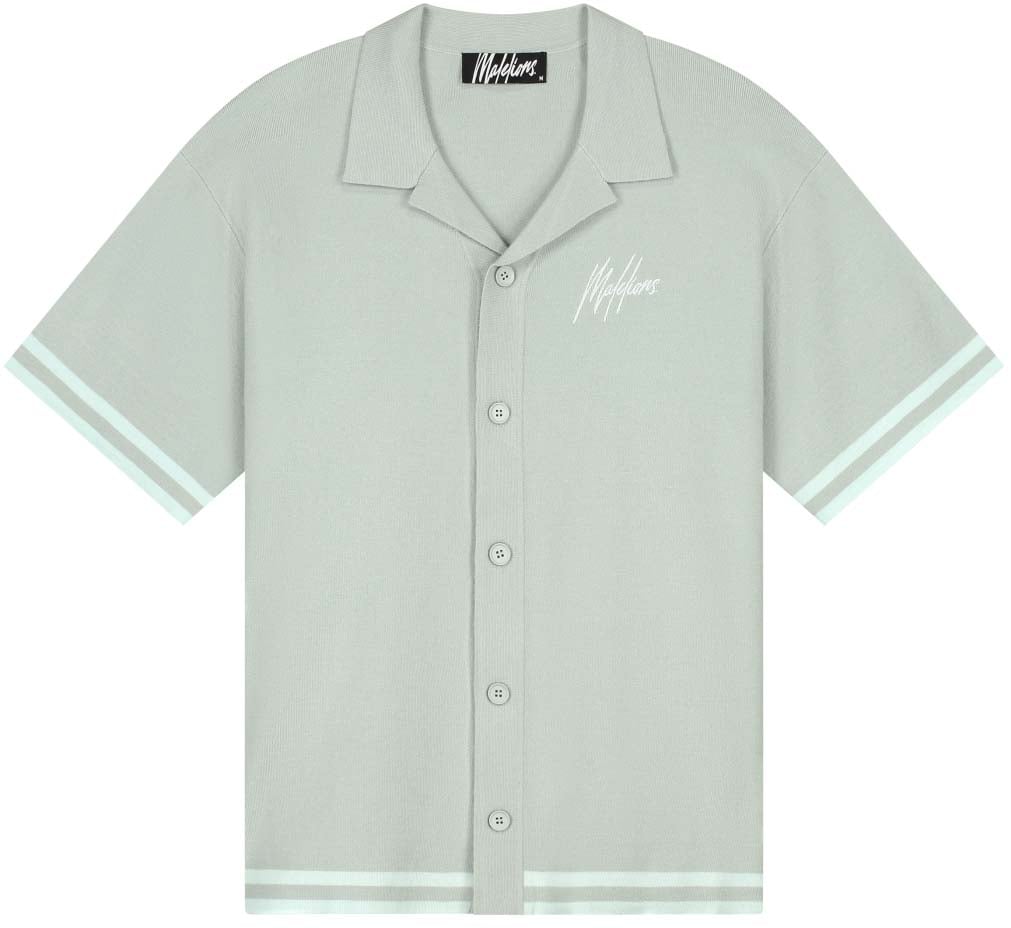 Malelions Malelions Men Knitted Camp Collar Shirt Blauw