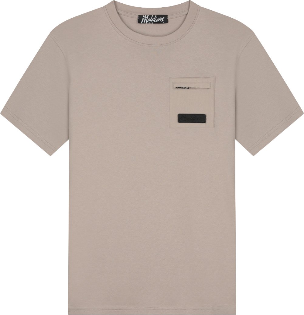 Malelions Men Pocket T-Shirt Taupe