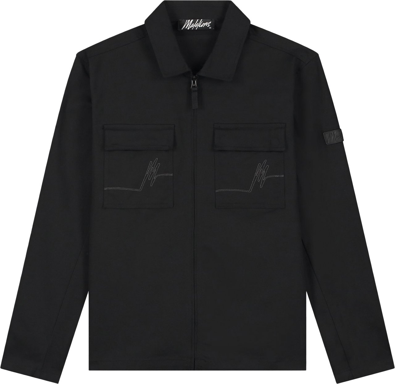 Malelions Malelions Men Cotton Zip Overshirt Zwart