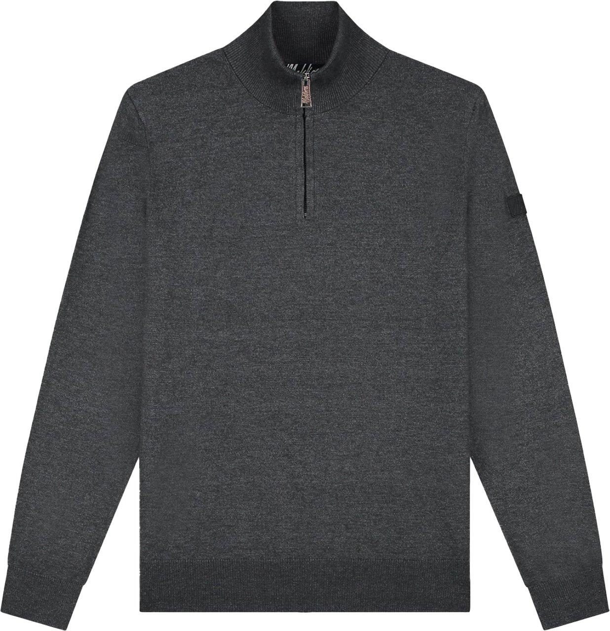 Malelions Malelions Men Knitted Quarter Zip Grijs