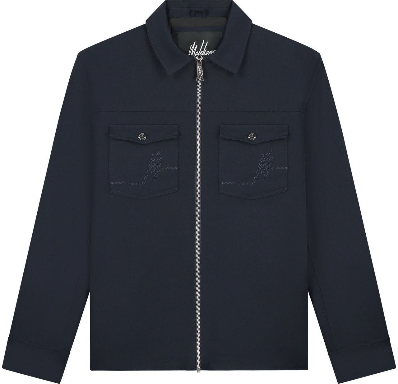 Malelions Malelions Men Textured Zip Overshirt Blauw