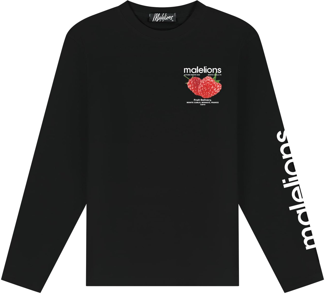 Malelions Malelions Men Raspberry Longsleeve T-Shirt Zwart