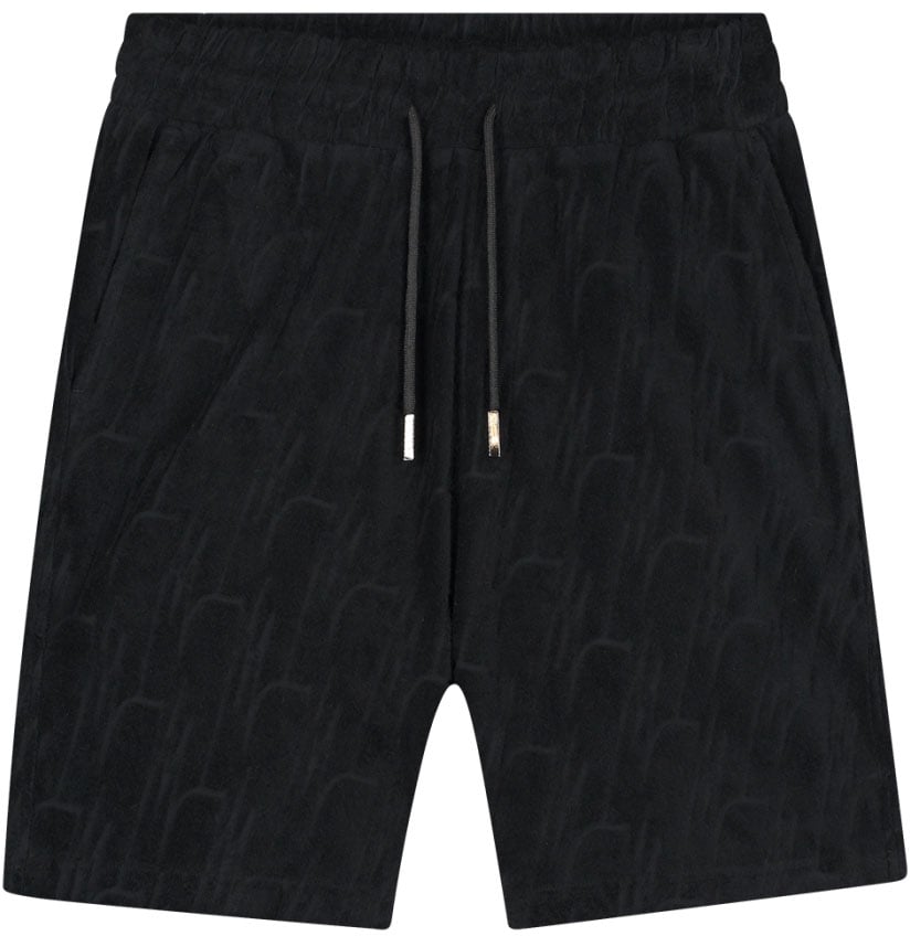 Malelions Malelions Men Monogram Towelling Shorts Zwart