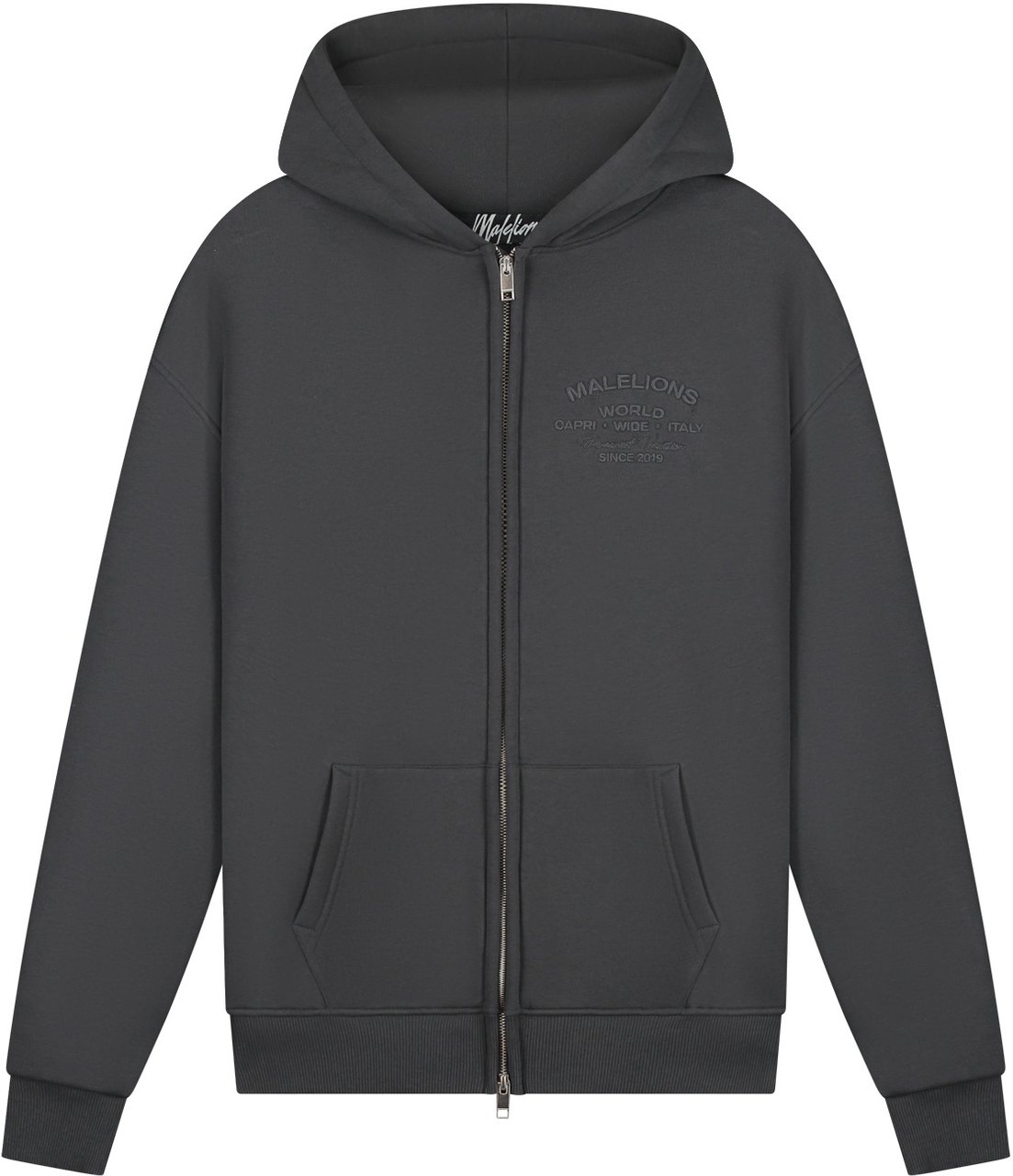Malelions Malelions Men Permanent Vacation Zip Hoodie Grijs