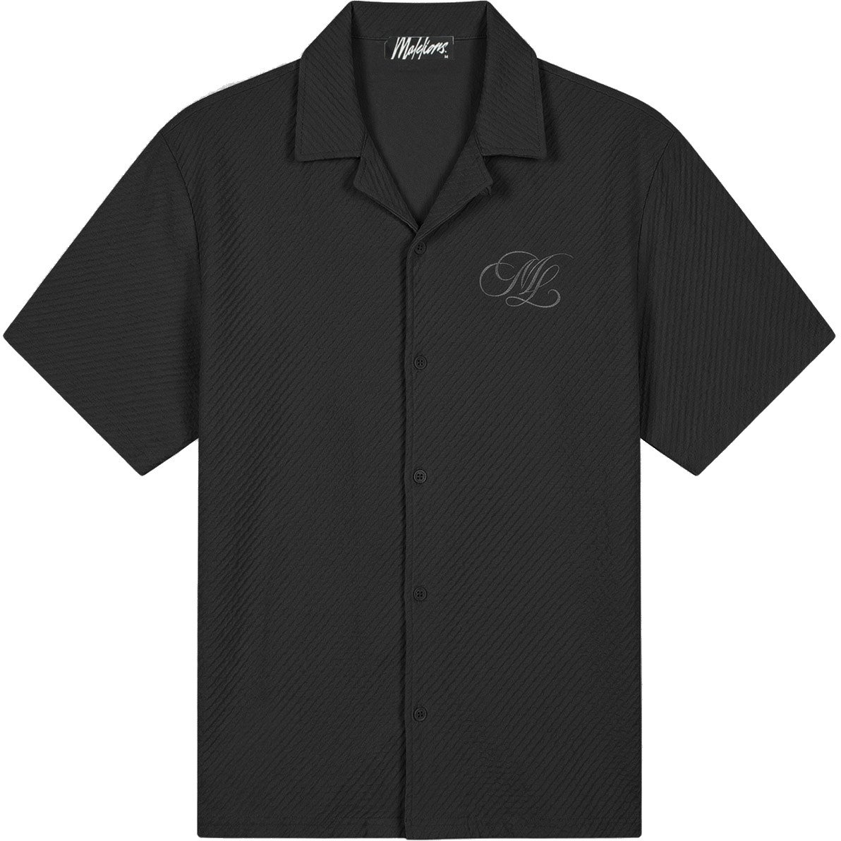 Malelions Malelions Men Diagonal Seersucker Shirt Zwart