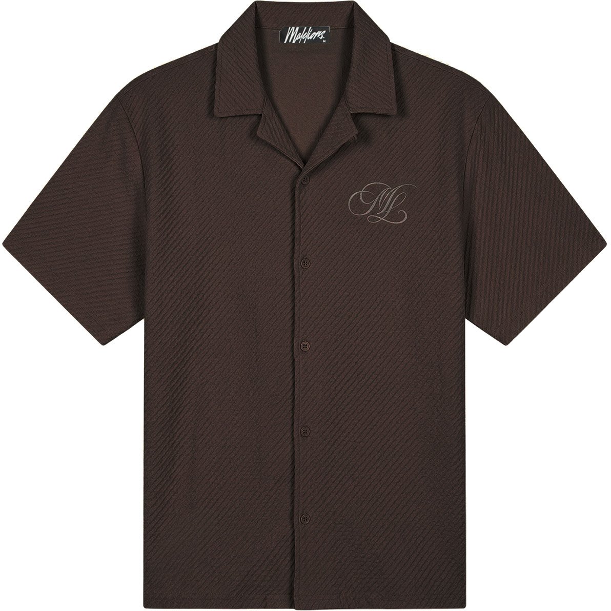Malelions Malelions Men Diagonal Seersucker Shirt Bruin