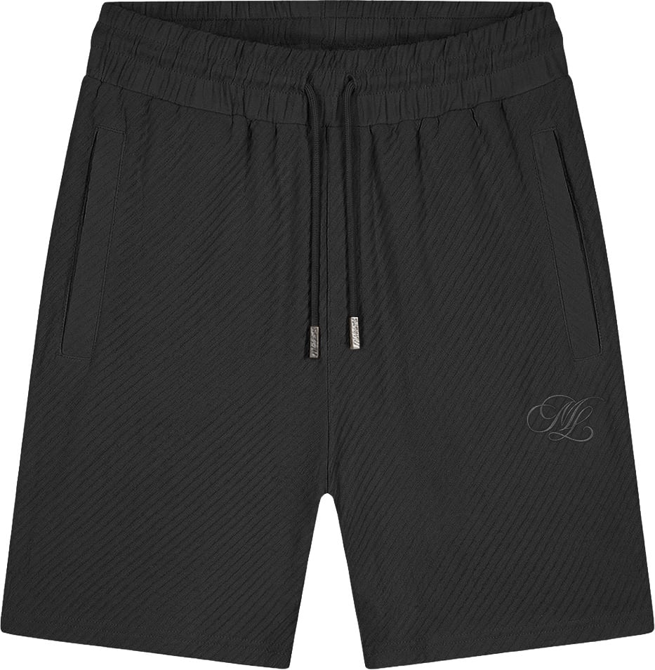Malelions Malelions Men Diagonal Seersucker Shorts Zwart