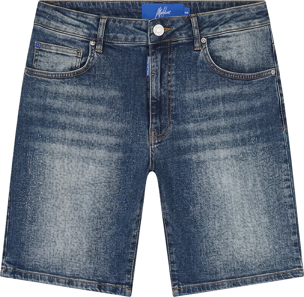 Malelions Malelions Men Washed Denim Shorts Blauw
