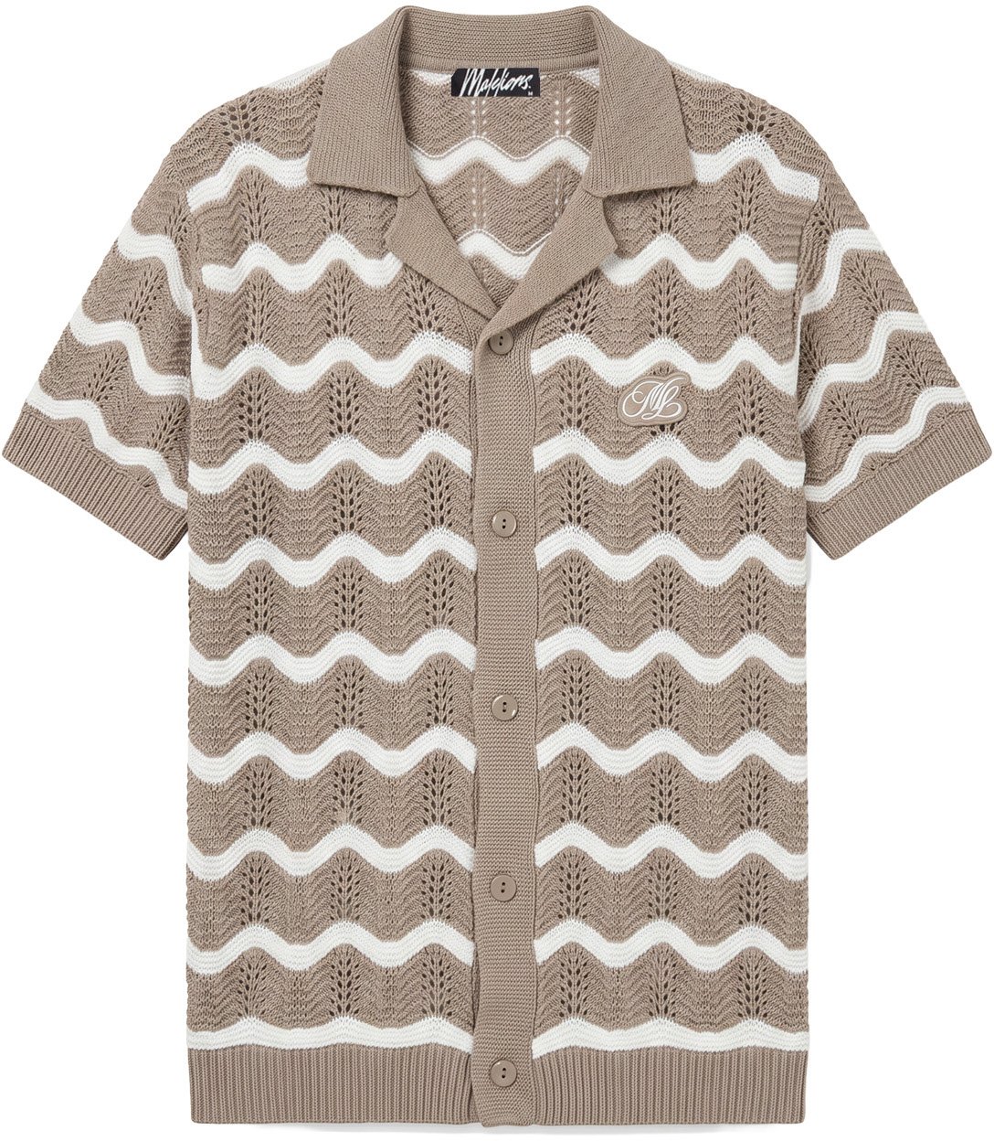 Malelions Malelions Men Wavy Crochet Knitted Shirt Taupe