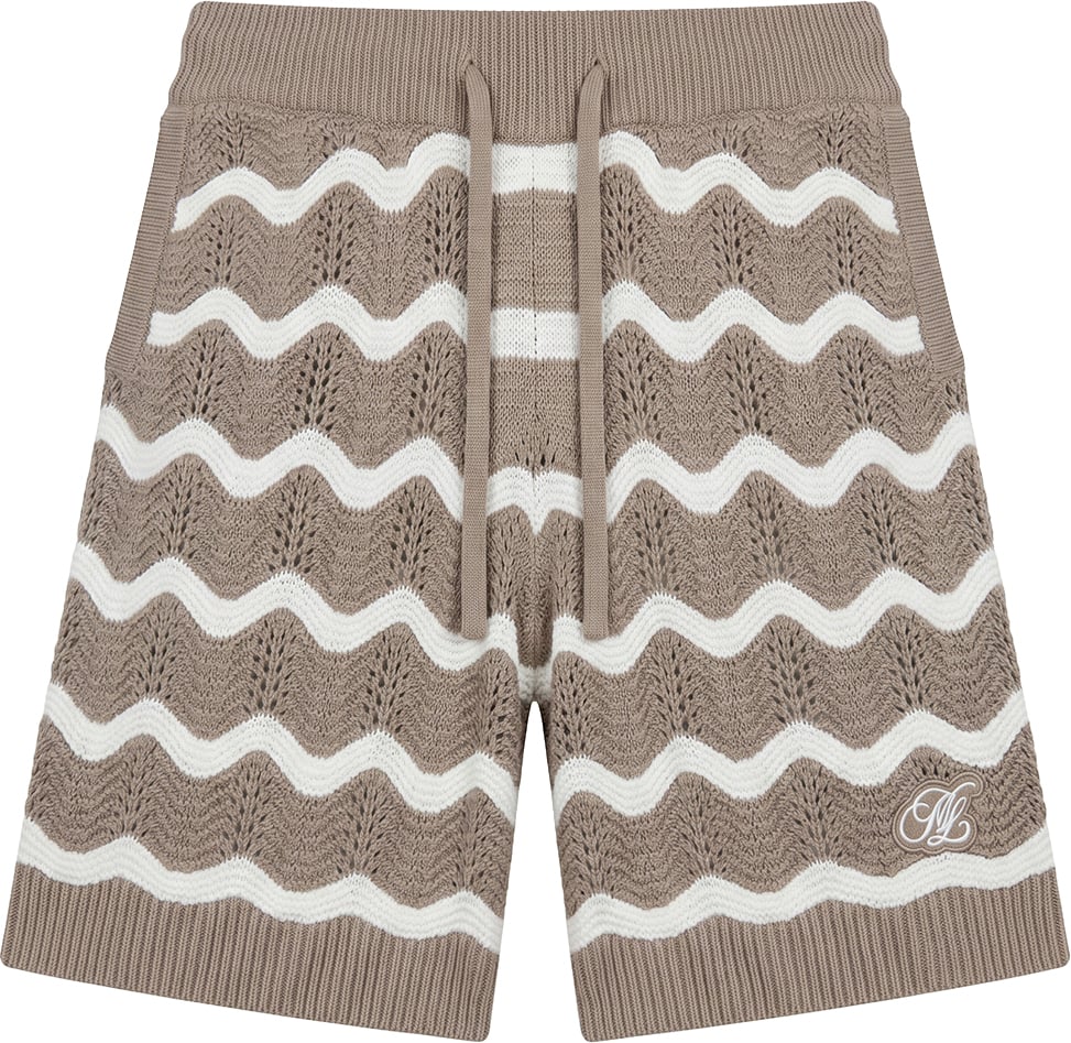 Malelions Malelions Men Wavy Crochet Knitted Shorts Taupe