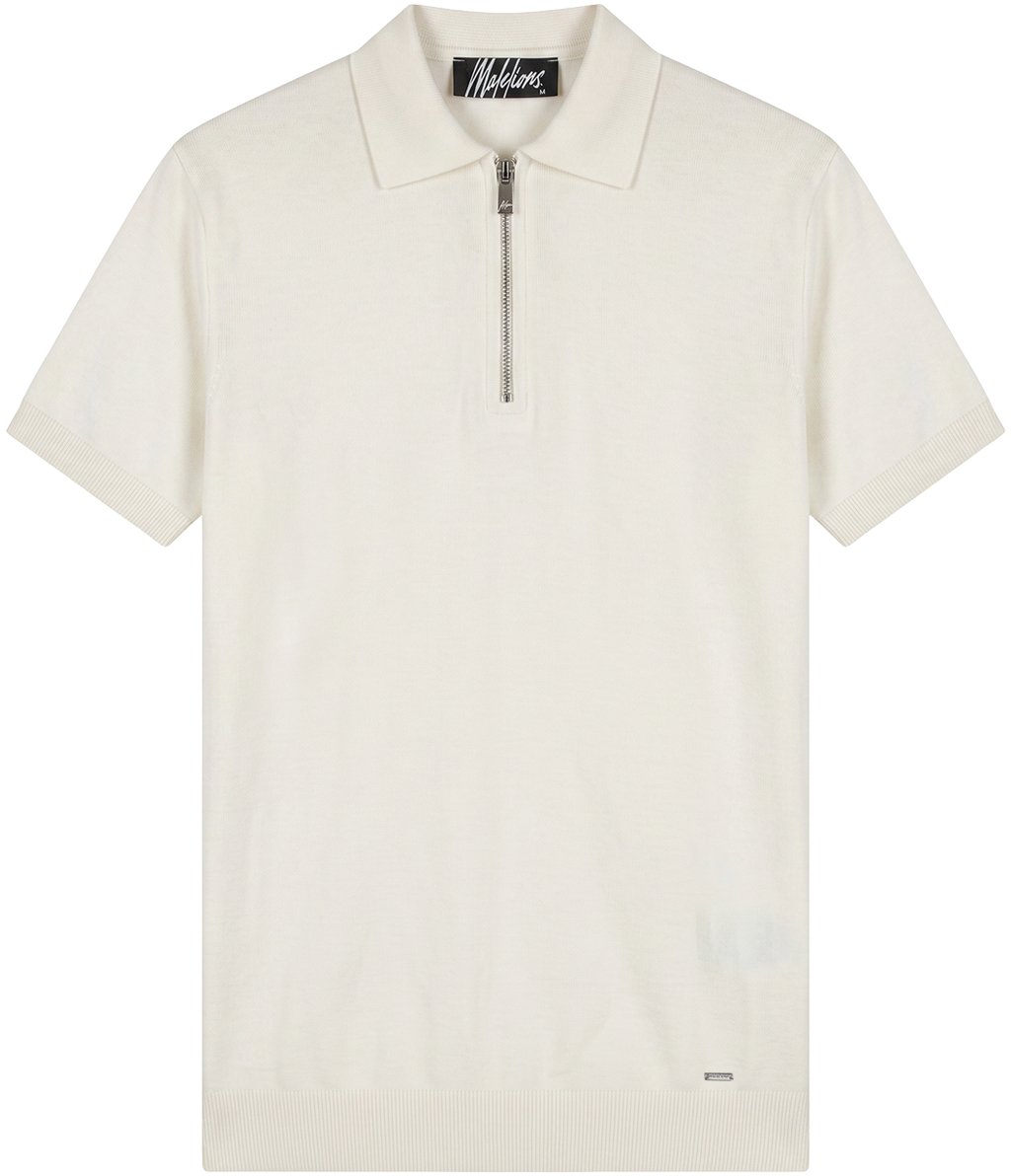 Malelions Men Knitted Zip Polo Wit